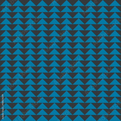 Blue and onyx colors seamless pattern with mini triangles