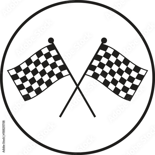 double checkered flags in circle illustration photo