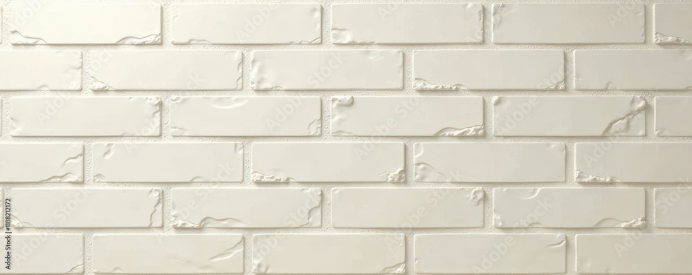 Fototapeta premium Creamy off-white subway tiles, subtle grout lines, renovation, decor