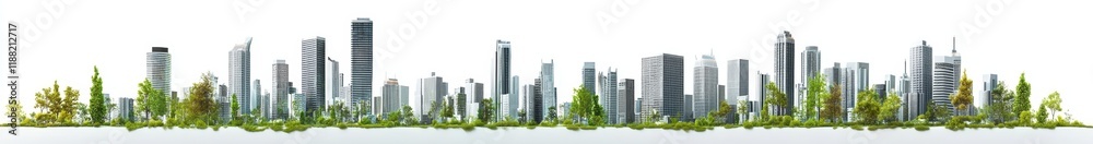 Fototapeta premium Green city skyline panorama.
