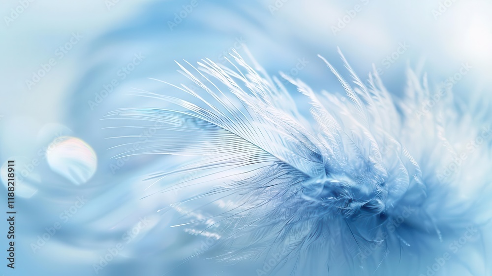 Obraz premium A close-up of delicate, icy blue feathers, creating a soft and ethereal atmosphere.