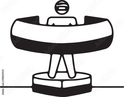 An illustration of an icon of a stickman climbing a podium playing a virtual game silhouette