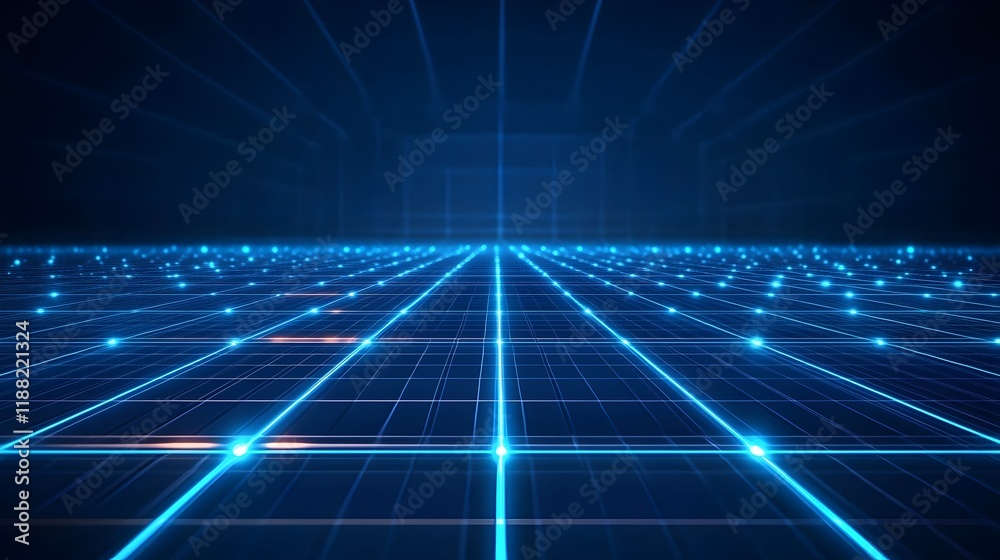 A blue and white background with a grid of blue dots. The dots are lit up and appear to be moving A blue and white background with a grid of blue dots. The dots are lit up and appear to be moving