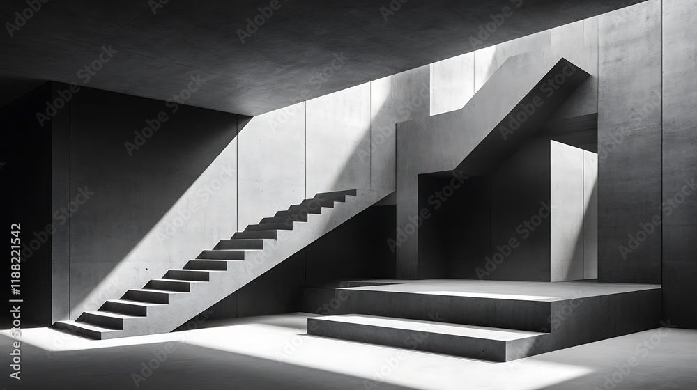 Fototapeta premium Modern Concrete Architecture Staircase Design