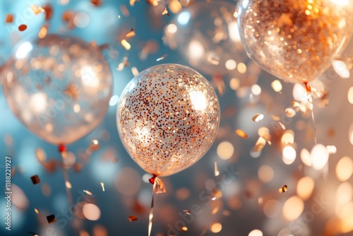 Glowing festive baubles in soft warm light photo