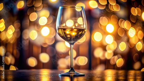 A wine glass with a blurred light source behind it, creating a soft and warm ambiance , tasting photo