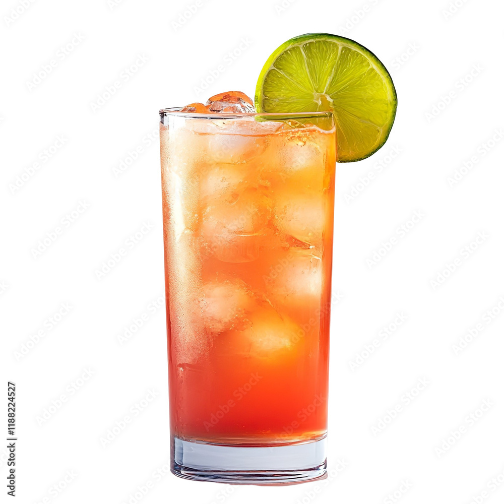 Extreme front view of a perfect looking Sea Breeze vodka drink isolated on a white transparent background Extreme front view of a perfect looking Sea Breeze vodka drink isolated on a white transparent background