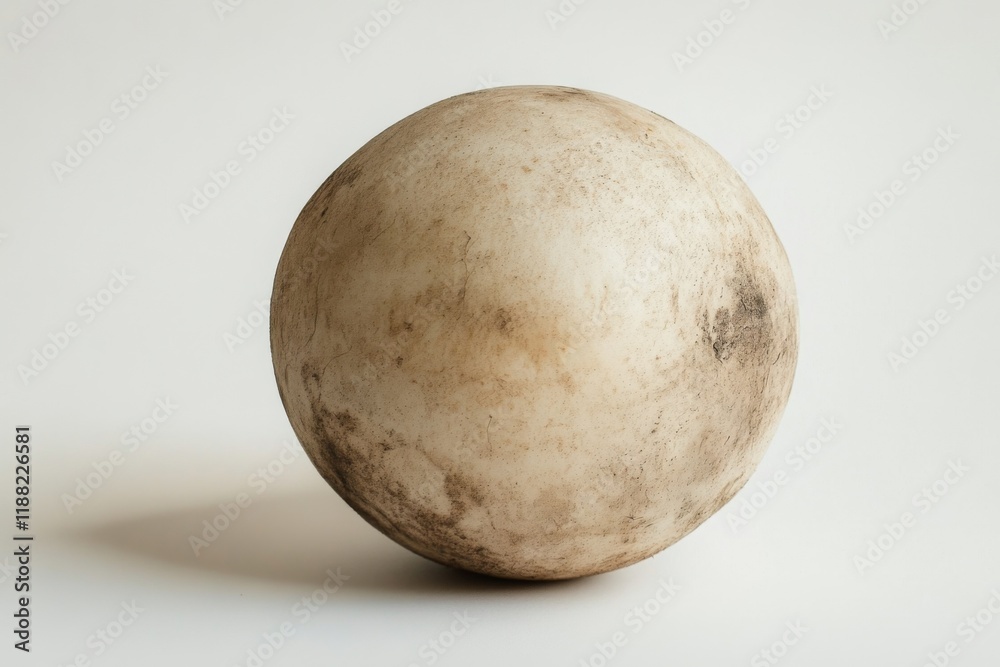 Fototapeta premium Round artisan bread loaf with rustic crust on neutral background