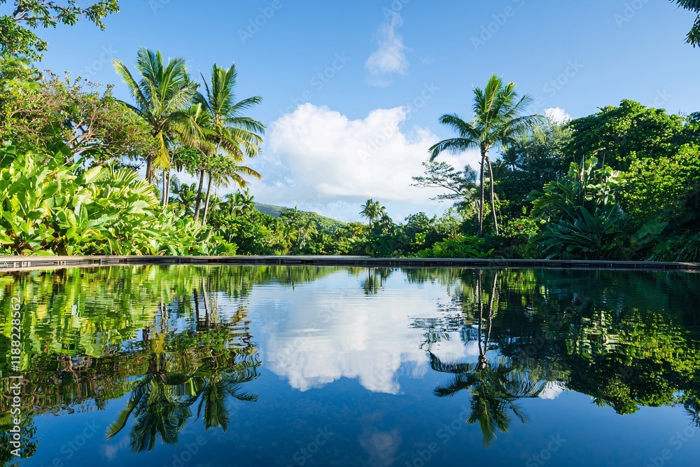 custom made wallpaper toronto digitalWater Ripple Effect on a Calm Pond Surrounded by Green Foliage – Nature Reflection Photography Bali