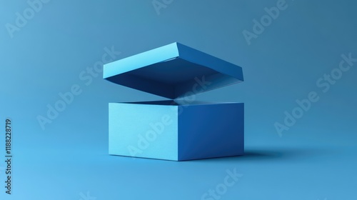 A white gift box with a blue ribbon and bow is slightly open against a solid blue background.