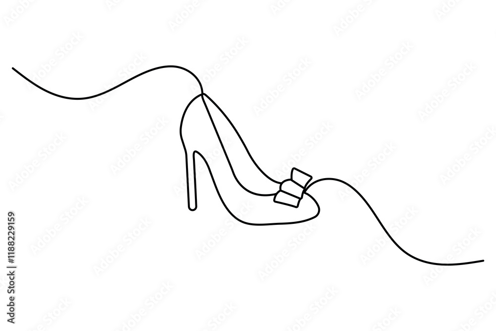 Fototapeta premium Shoe continuous one line drawing on white background 