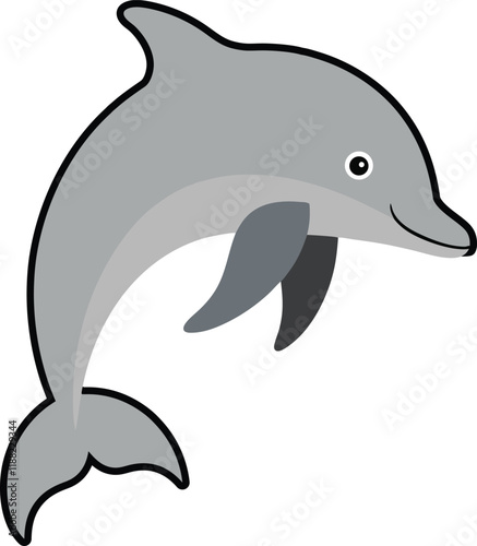 Vector illustration of Bottlenose Dolphin isolated on white background.