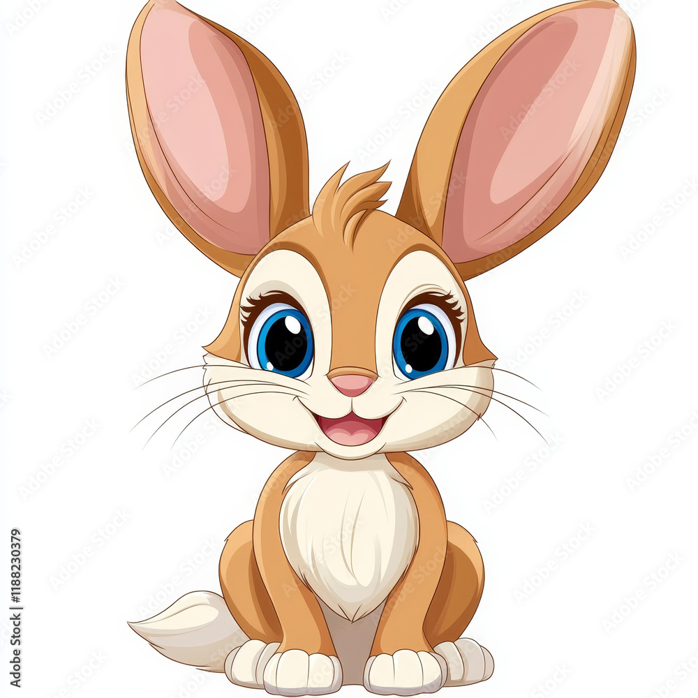 Fototapeta premium Adorable Cartoon Bunny Rabbit Sitting.