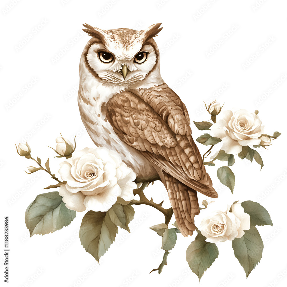 Obraz premium Brown Halloween and White Roses Clipart Vector Illustration