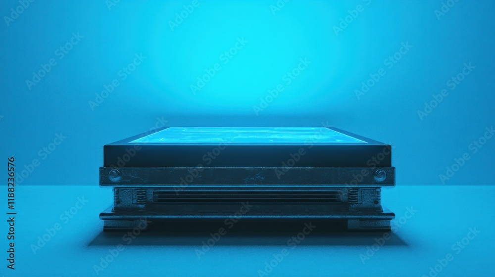 Futuristic Platform with Illuminated Display Screen Futuristic Platform with Illuminated Display Screen