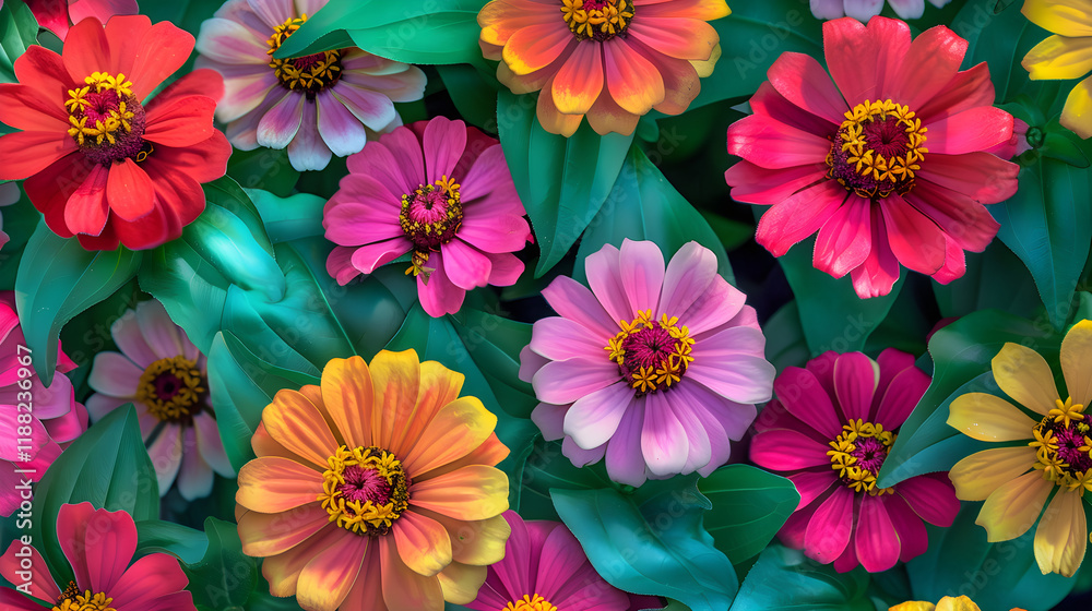 custom made wallpaper toronto digitalBlooming Splendor: A Stunning Exhibit of JZ Zinnia Flowers Against A Verdant Foliage Backdrop