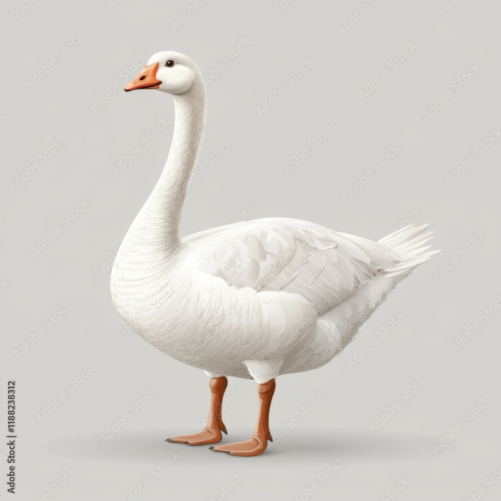 Obraz premium Elegant white domestic goose portrait isolated on animal photography minimalist style