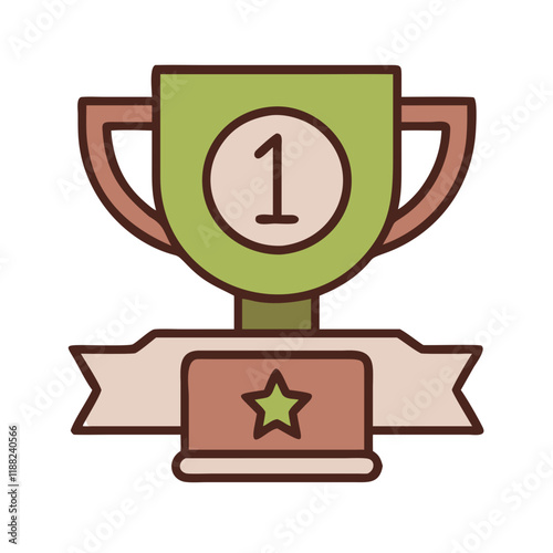 Number 1 Award Badge Vector – Ideal for Recognition and Ranking Projects"