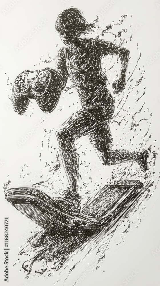 Fototapeta premium The Virtual Treadmill, Internet Gaming Disorder