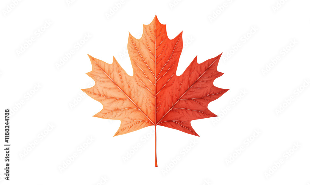 Vibrant orange maple leaf, detailed texture, symmetrical shape, isolated on white background, autumn colors, nature's beauty, isolated on transparent background, png Vibrant orange maple leaf, detailed texture, symmetrical shape, isolated on white background, autumn colors, nature's beauty, isolated on transparent background, png