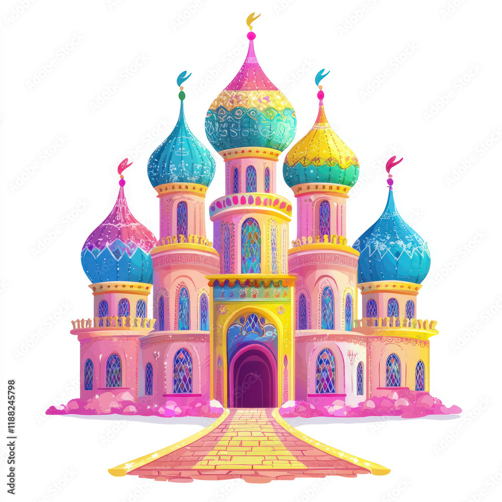 Whimsical Colorful Castle Illustration Whimsical Colorful Castle Illustration