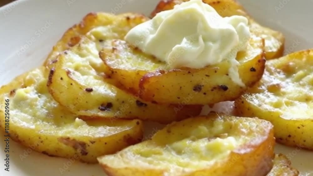 Rustic setting golden potato skins filled with cheese Rustic setting golden potato skins filled with cheese