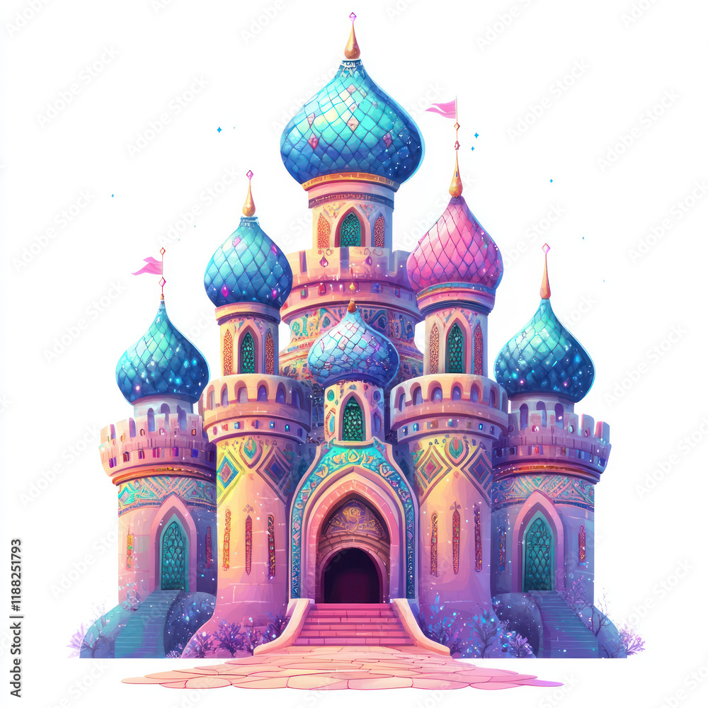 Fototapeta premium Whimsical Colorful Castle Illustration