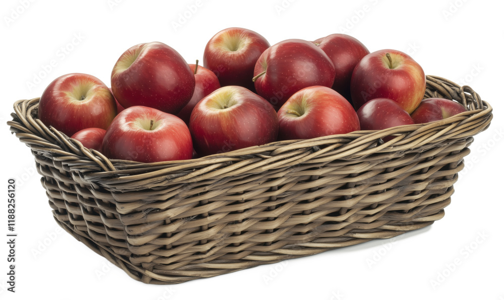 Fresh Red Apples in Woven Basket, Vibrant Color, Natural Texture, Perfect for Healthy Snacking and Culinary Uses, isolated on transparent background, png Fresh Red Apples in Woven Basket, Vibrant Color, Natural Texture, Perfect for Healthy Snacking and Culinary Uses, isolated on transparent background, png