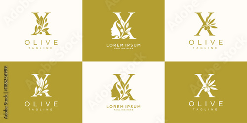 Olive logo design collection with initial letter x and modern concept Premium Vector