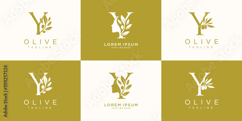 Olive logo design collection with initial letter y and modern concept Premium Vector