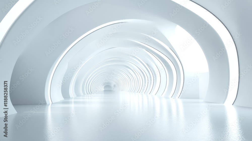 Abstract white archway tunnel with glowing light. Abstract white archway tunnel with glowing light.