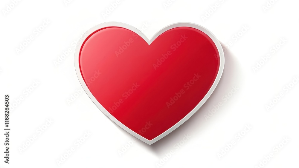 A red heart shape sticker isolated on a white background, with a subtle gradient effect and clean edges , love charm, affection sign A red heart shape sticker isolated on a white background, with a subtle gradient effect and clean edges , love charm, affection sign