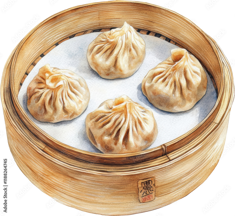 Fototapeta premium Delicious dumplings steamed to perfection, perfect for culinary delights and food photography.