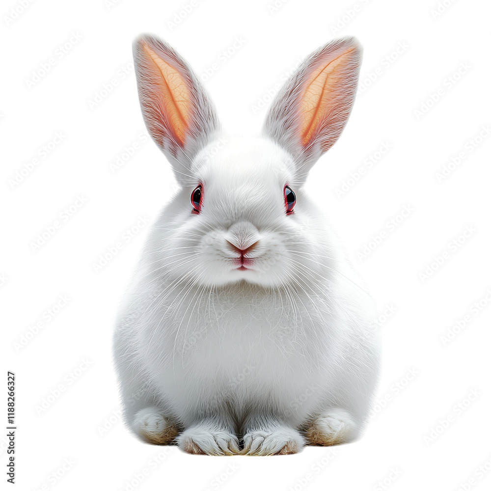 White Rabbit with Red Eyes, a striking white rabbit with vibrant red eyes, set against a clean white background, captivating and unique appearance White Rabbit with Red Eyes, a striking white rabbit with vibrant red eyes, set against a clean white background, captivating and unique appearance