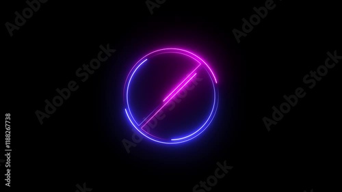 Wallpaper Mural Simple neon line Ban icon. Warning, stop or no entry forbidden  color circle and line symbol icon animation on a black background. Torontodigital.ca