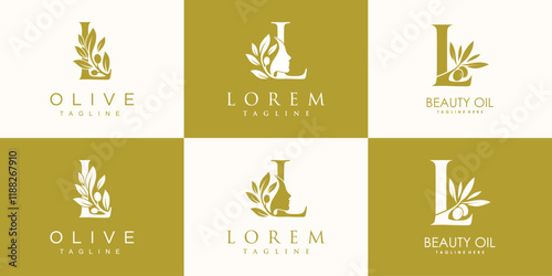 Olive logo design collection with initial letter l and modern concept Premium Vector