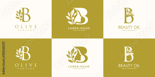 Olive logo design collection with initial letter b and modern concept Premium Vector