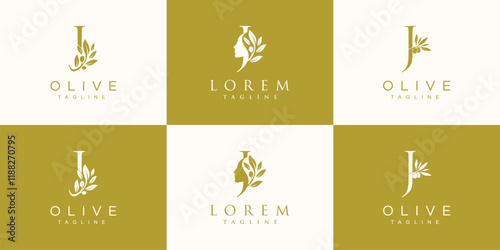 Olive logo design collection with initial letter j and modern concept Premium Vector