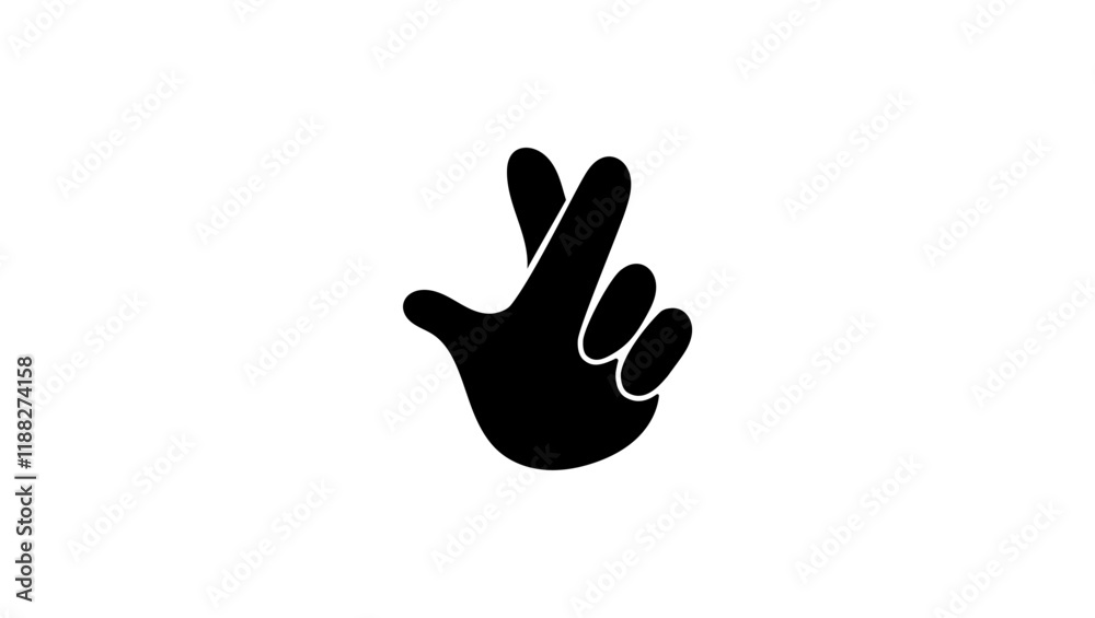 crossed fingers black isolated silhouette crossed fingers black isolated silhouette