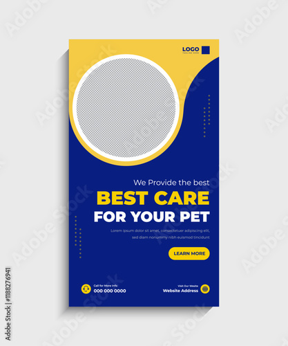 Pet Care social media story or web banner template