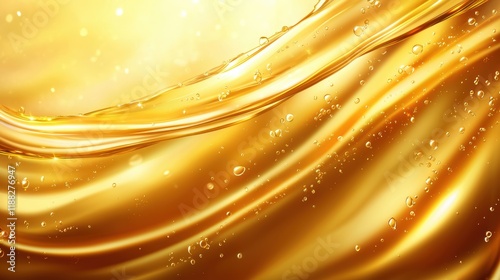 A shimmering golden wave texture with soft fluid patterns and sparkling droplets, evoking luxury and elegance.