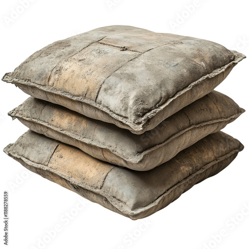 Cement Bags Arrangement, two neatly stacked bags on a white background, subtle branding enhances simplicity and focus on the product photo