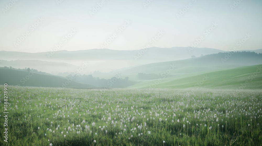 Fototapeta premium Misty Morning in the Tuscan Countryside: A Serene Landscape