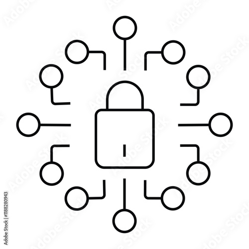 Security icon design, Cyber Security Icon Design outline. Safety lock for all project.   