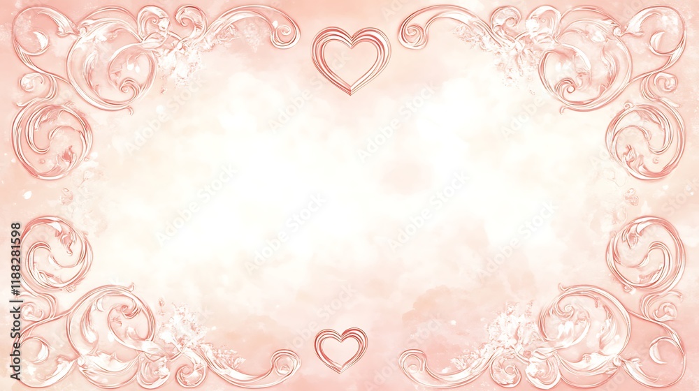 Elegant Pink Watercolor Hearts and Swirls Design Elegant Pink Watercolor Hearts and Swirls Design