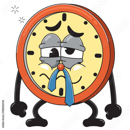 Dizzy Cartoon Clock Character Illustration