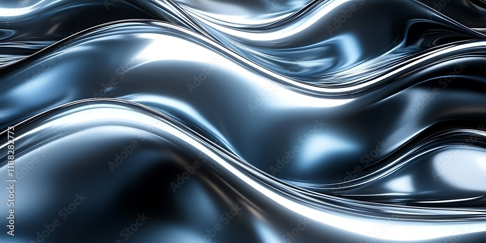 Fototapeta premium Abstract Liquid Metal Waves Background, Design, Texture