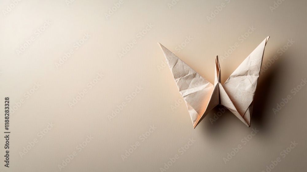 A delicate origami butterfly crafted from paper, resting gracefully on a neutral background, symbolizing creativity and transformation. A delicate origami butterfly crafted from paper, resting gracefully on a neutral background, symbolizing creativity and transformation.