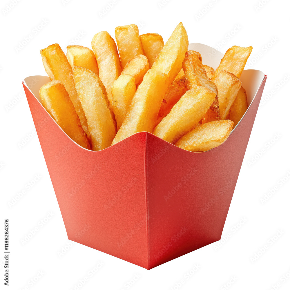 rispy golden fries in a classic box on a white or clear background rispy golden fries in a classic box on a white or clear background