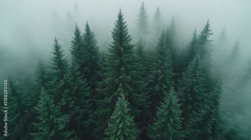 Fototapeta premium winter forest in the fog